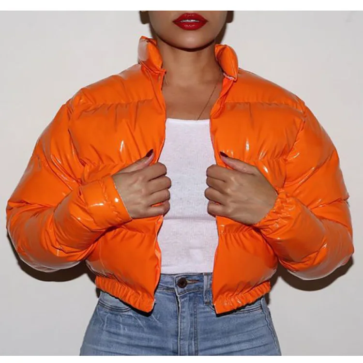 Winter Down Jacket Women Neon Color Cropped Puffer Jacket Parka Outwear Thick Bubble Coat Fashion Streetwear 2023 Green Coats
