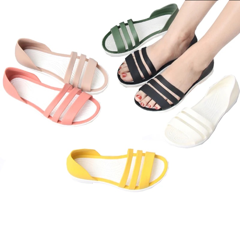 

Women Slippers Summer Shoes Ladies Jelly Flat Sandals Open-Toed Slides Candy Color Casual Beach Outdoot Female