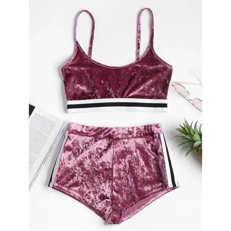 Новинка 2020 женский спортивный комплект с бюстгальтером и шортами бархатный