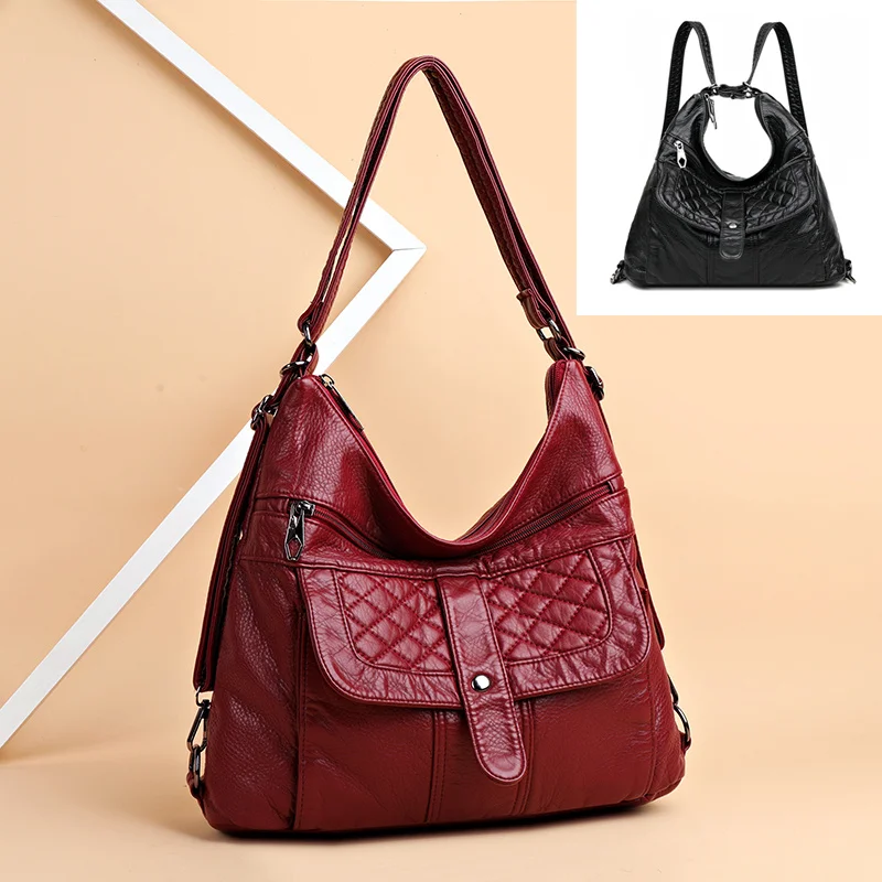 

Designer Women Leather Luxury Handbag Soft Large Capacity Crossbody Tote Bags High Quality Multifunction Shoulder Bag Female Sac