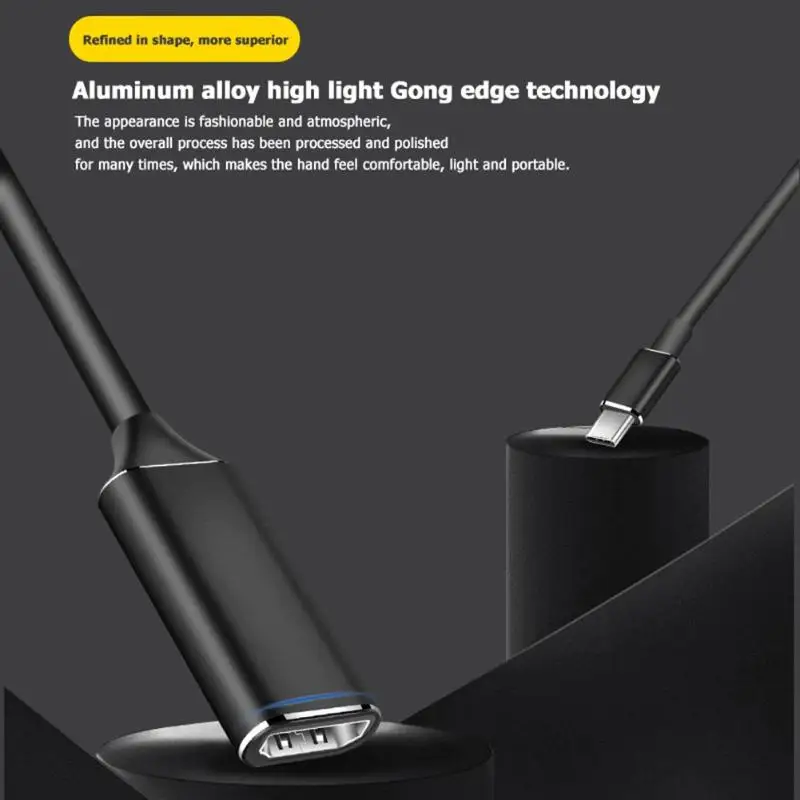 Портативный Тип USB C адаптер из алюминиевого сплава 4K 2K 30 Гц HD HDTV экранный