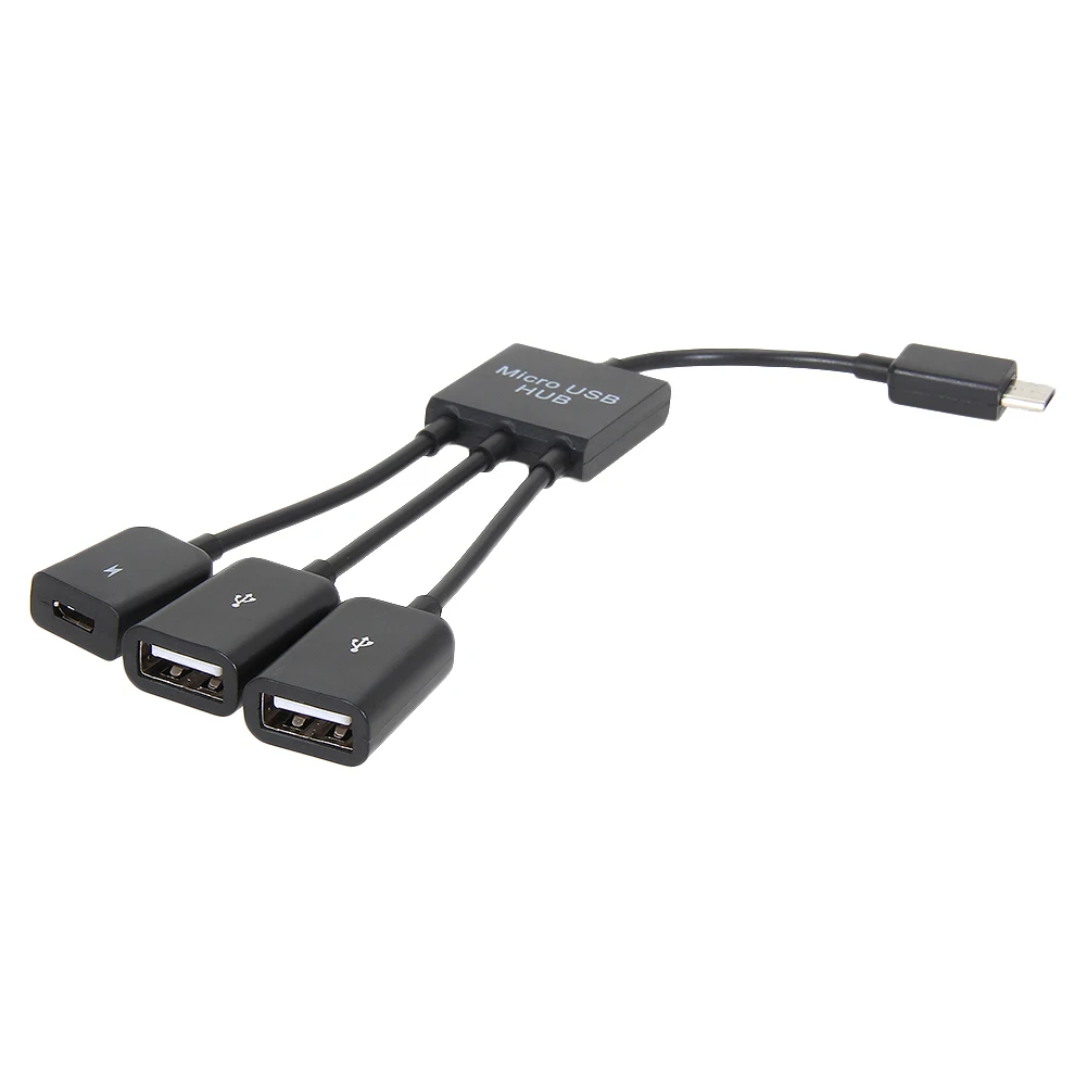 3-в-1 Многофункциональный двойной микро-USB хост OTG концентратор адаптер кабель