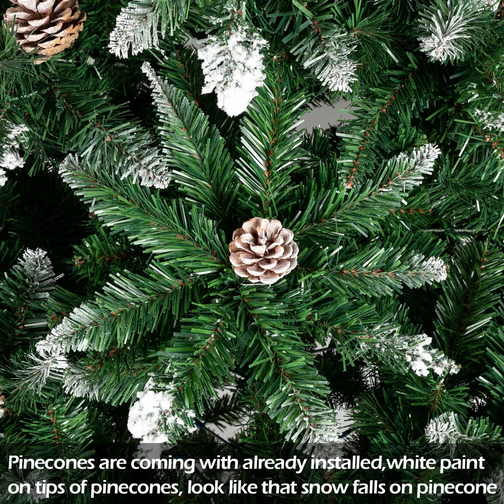 

Christmas Tree 6FT 920 Branches Flocking Spray White Tree Plus Pine Cone (96 x 26 x 28)cm Christmas Decoration