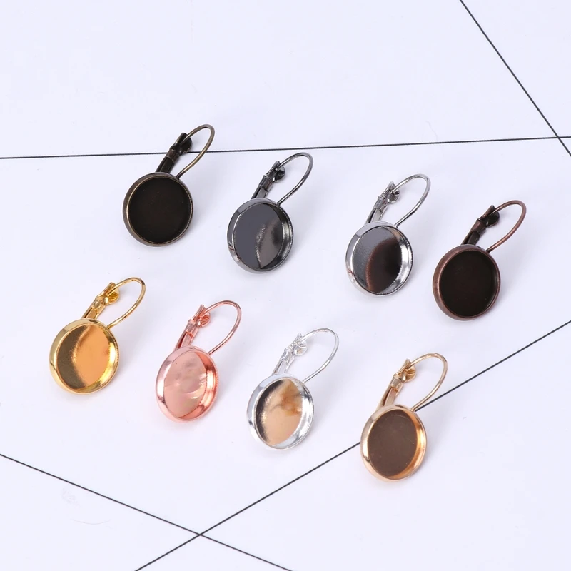 

50Pcs French Lever Back Earring Blanks fit 10 12mm Glass Cabochon Earring Making
