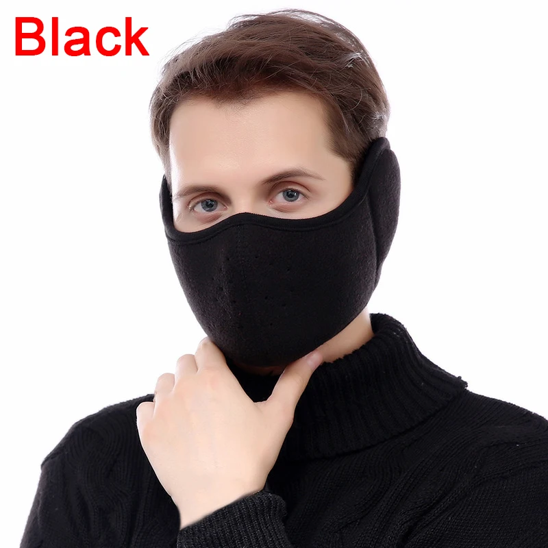 men-black Зимние теплые флисовые наушники для катания на лыжах, сноуборде, маска для мужчин и женщин - Цвет: men-black