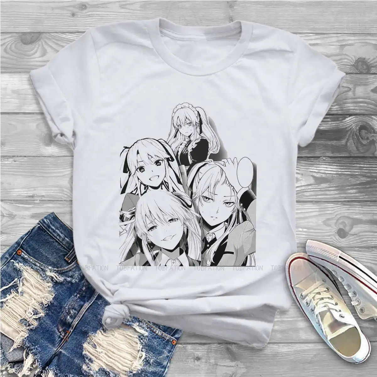 

Mary Women Tshirts Kakegurui Hentai Cosply Manga Gothic Vintage Female Clothing Oversized Cotton Graphic Tops