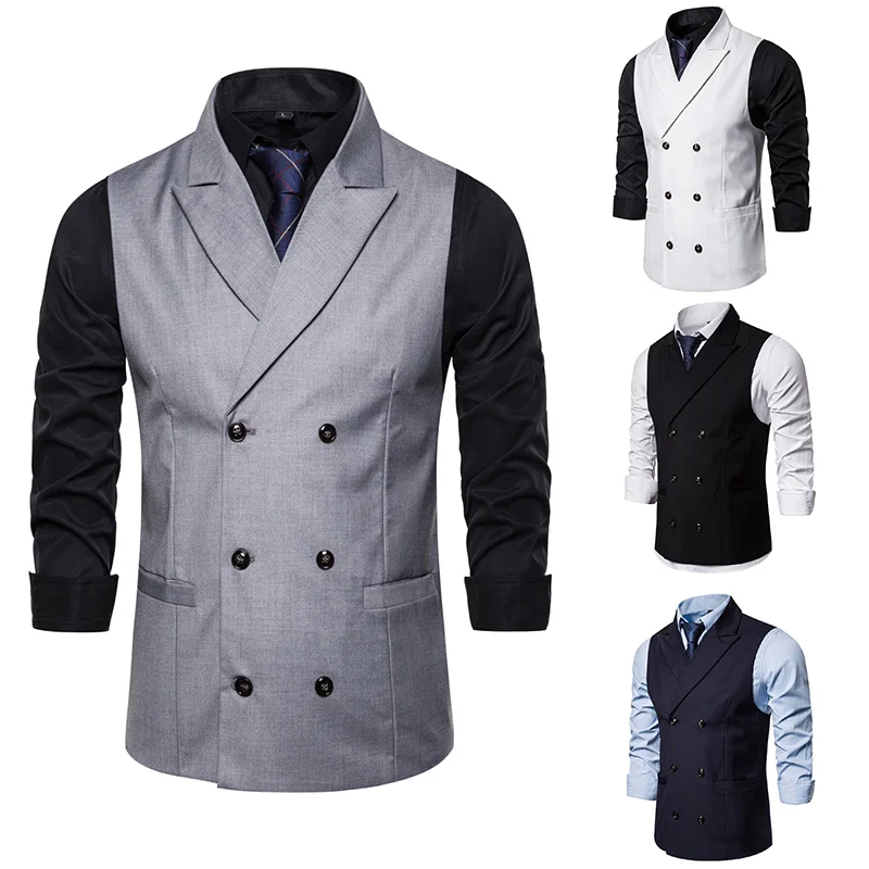 Жилет мужской классический деловой брендовый двубортный Приталенный жилет