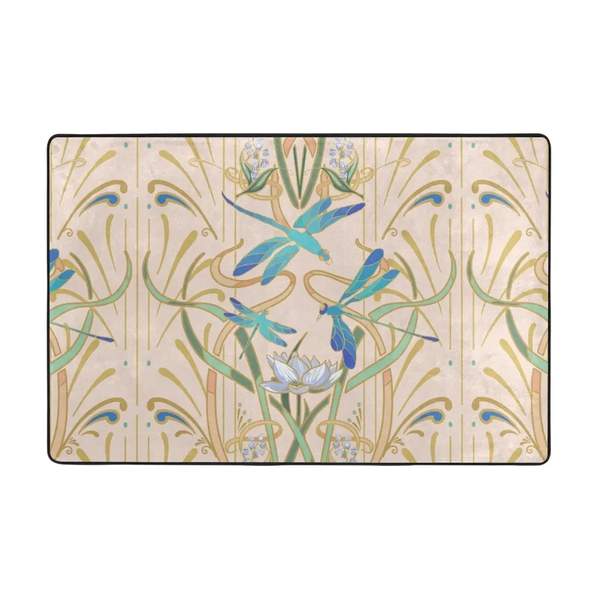 

Art Nouveau Dragonflies Doormat Carpet Mat Rug Polyester Anti-slip Floor Decor Bath Bathroom Kitchen Bedroom 60*90