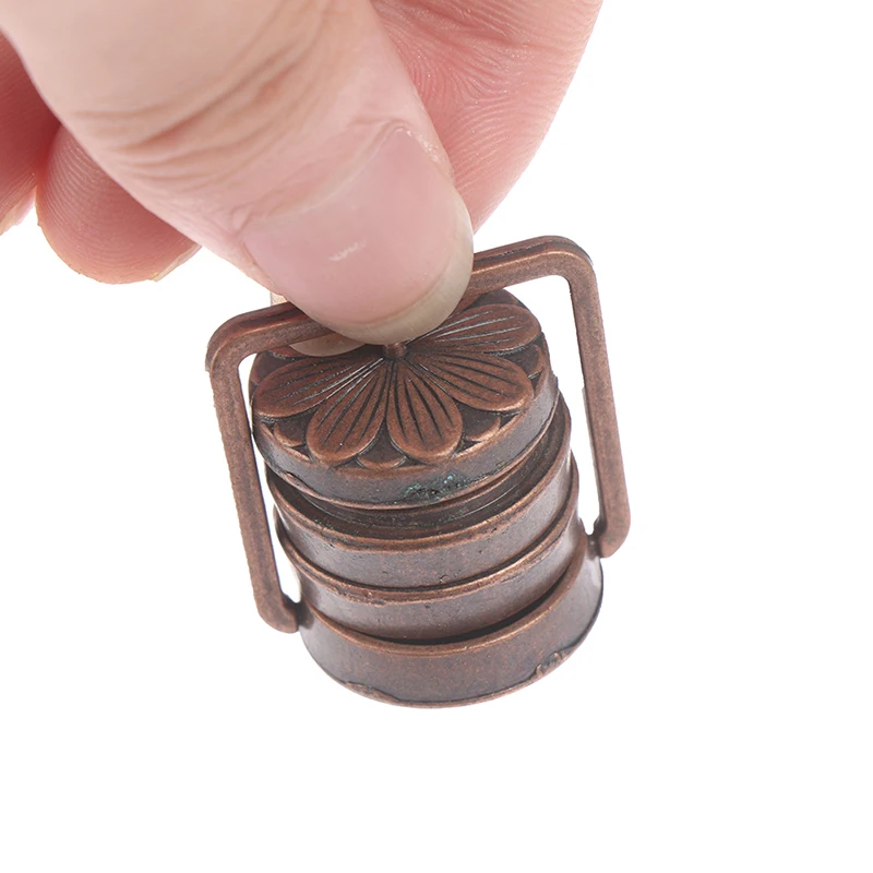 Винтаж кукольный домик миниатюра Медь 3 Слои стекируемые снэк Еда бенто коробка