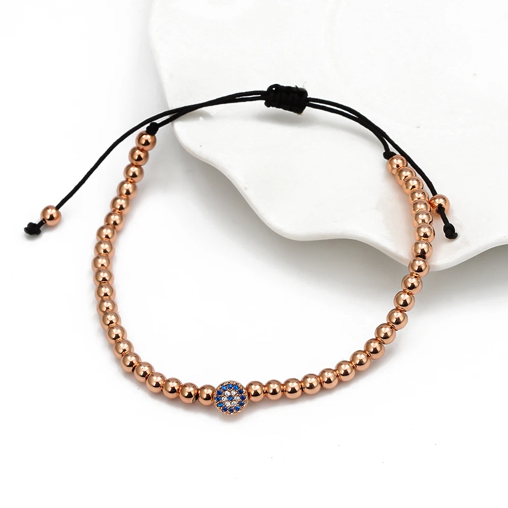 Lucky Eye Micro Pave сглаза плетеный браслет-талисман Веревка Цепь розовое золото серебро цветный бусины браслет подарки для женщин мужчин EY6728
