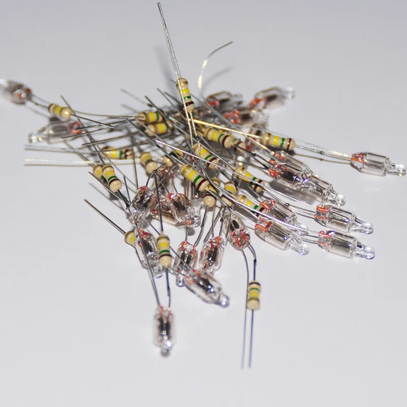 4X10 Red Resistor 200 шт. неоновые лампы Индикатор 4 мм 5 мм 6 мм Красный Зеленый Синий неоновый светильник знак 4X10 5X13 6X13 6X16 сопротивление неоновый светильник Лампада - Цвет: 4X10 Red Resistor