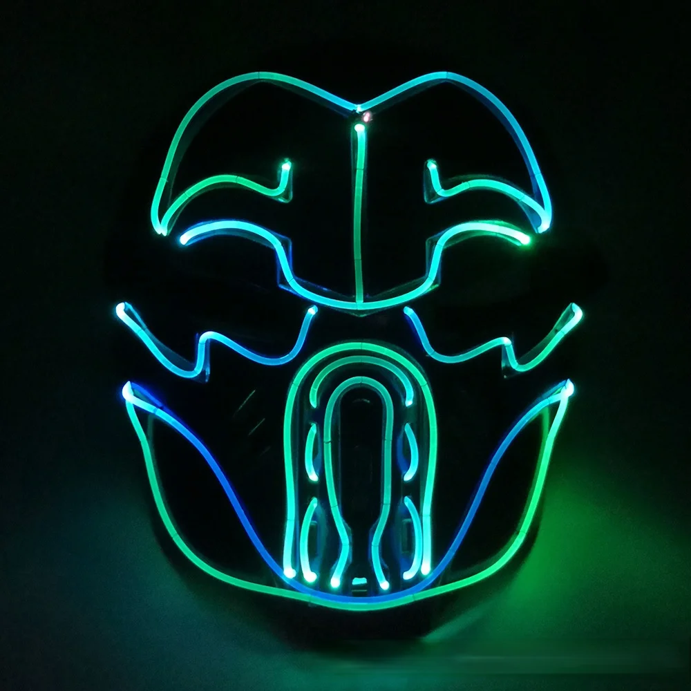 

Luminous mask EL cold light Luminous line dj bar slow shake mask Prom party Halloween horror flash mask!