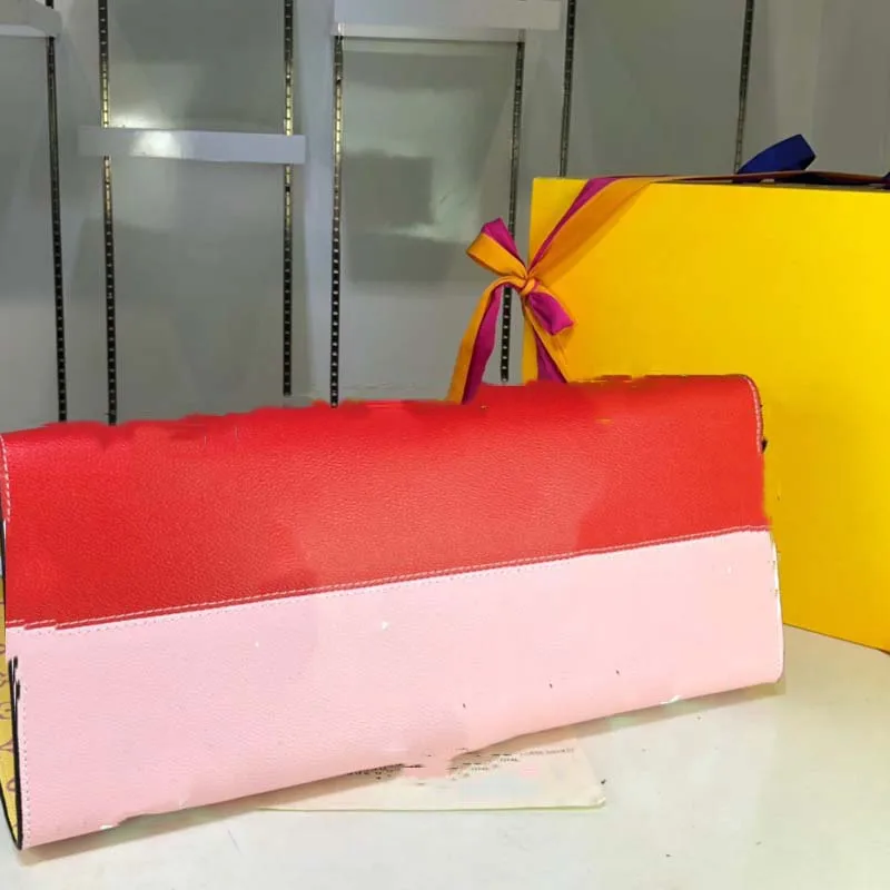 Red and pink Большая сумка с монограммой из натуральной кожи, дизайнерская сумка высокого качества, Женская Роскошная сумка от известного бренда onthego on the go - Цвет: Red and pink
