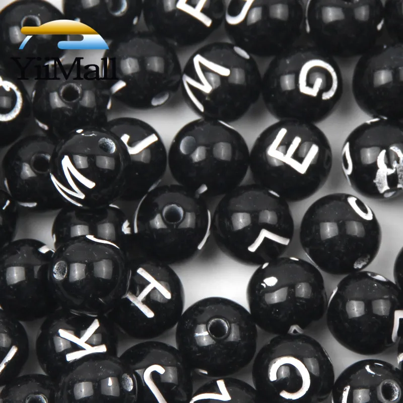 Круглые акриловые бусины с буквами шарики 8 мм отверстием алфавита россыпью для