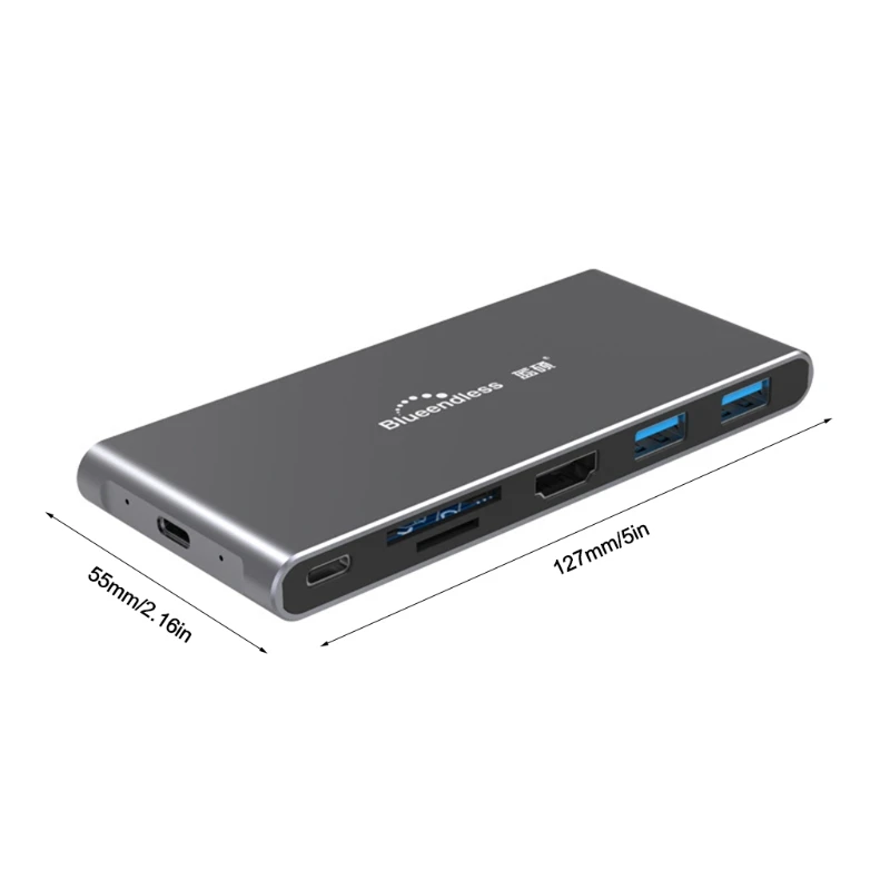 

Blueendless USB3.1 Type C Docking Station 6 in1 Hub SATA Ng-ff HDD Case Combination HDMI-Compatible PD SD Hub for Laptop 85DC