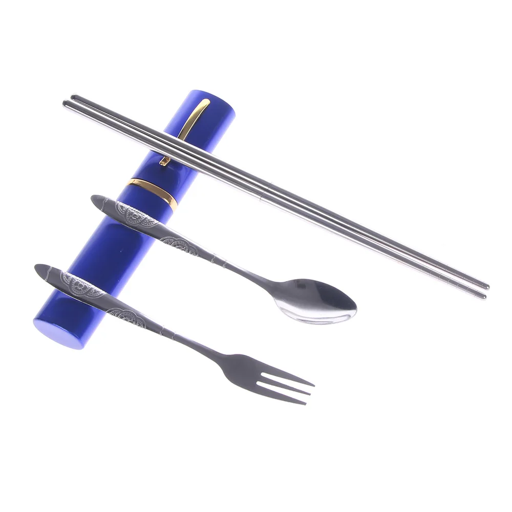 Популярный портативный набор столовых приборов из нержавеющей стали ложка вилка