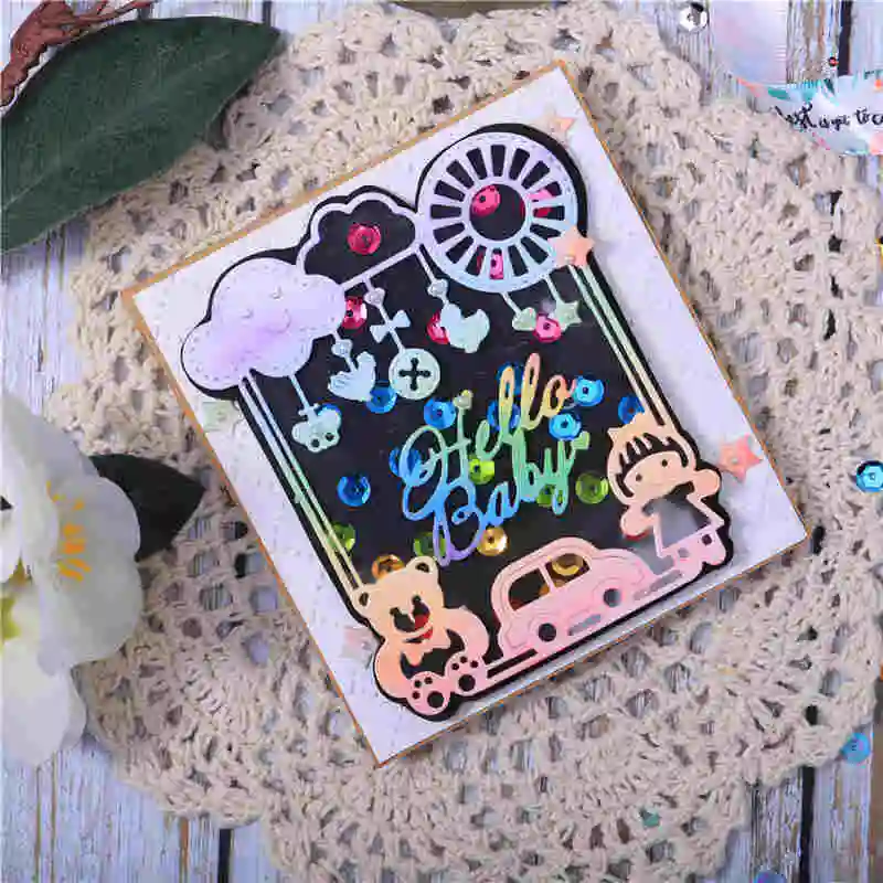 InLoveArts Hello Baby Metal Cutting Dies Cut Die Mold Car Frame Scrapbook Paper Craft Knife Mould Blade Punch Stencils | Дом и сад