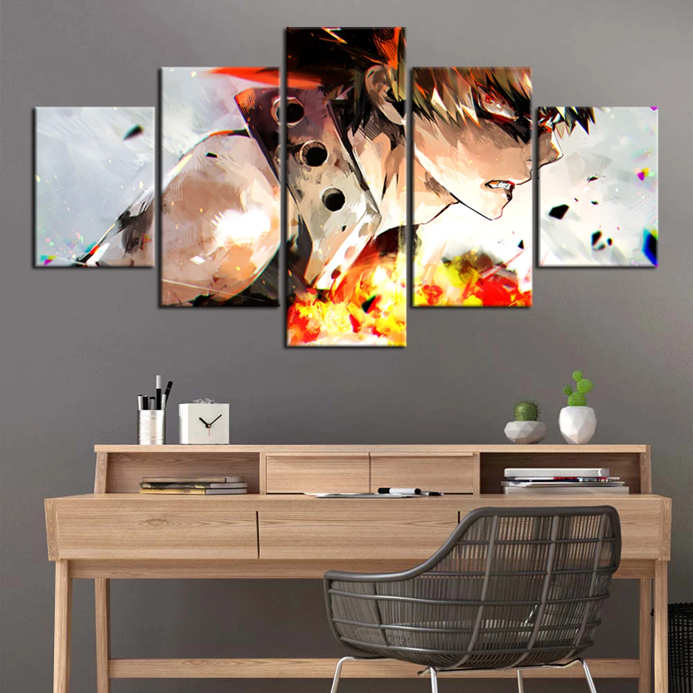 

5 Pieces Anime Poster Oil Painting My Hero Academia Canvas Art Wall Decor Murals HD Print Wall Art Wallpaper Home Decor Gifts