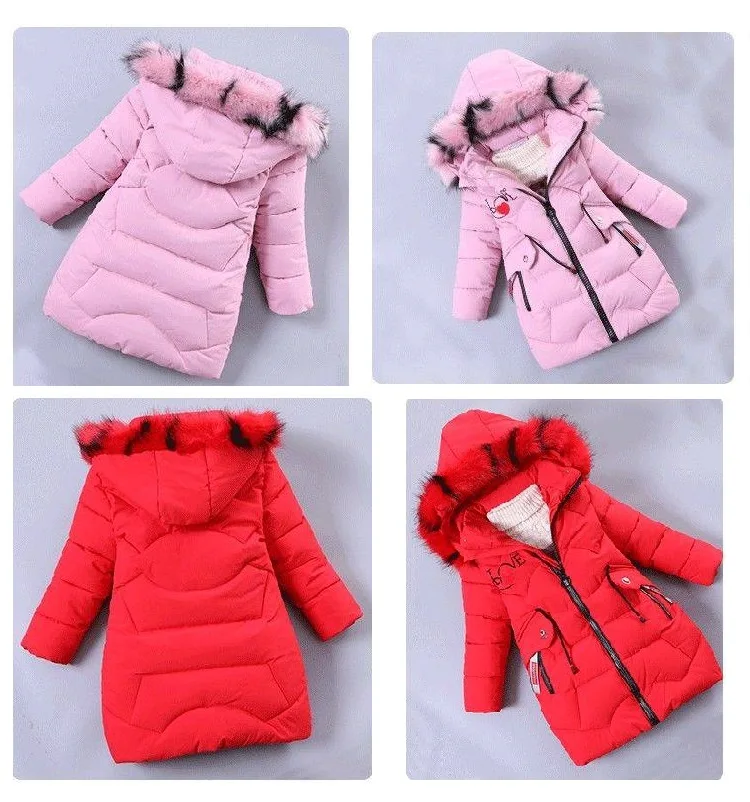 Зимние куртки для девочек пальто теплая одежда улицы плотное ветрозащитные