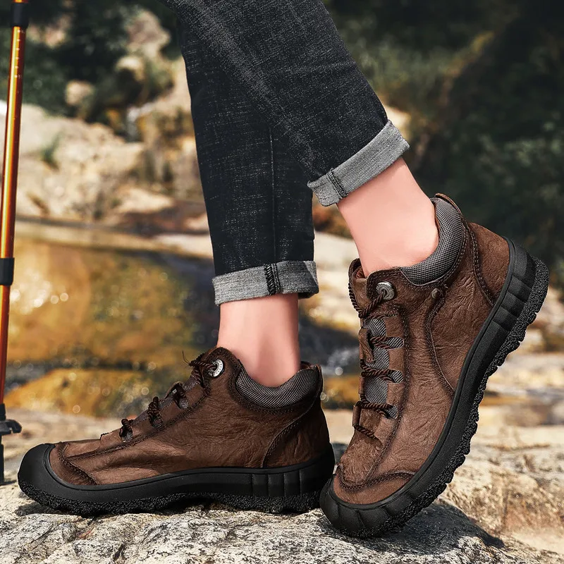 YITU/зимняя мужская кожаная походная обувь дышащая Треккинговая для альпинизма