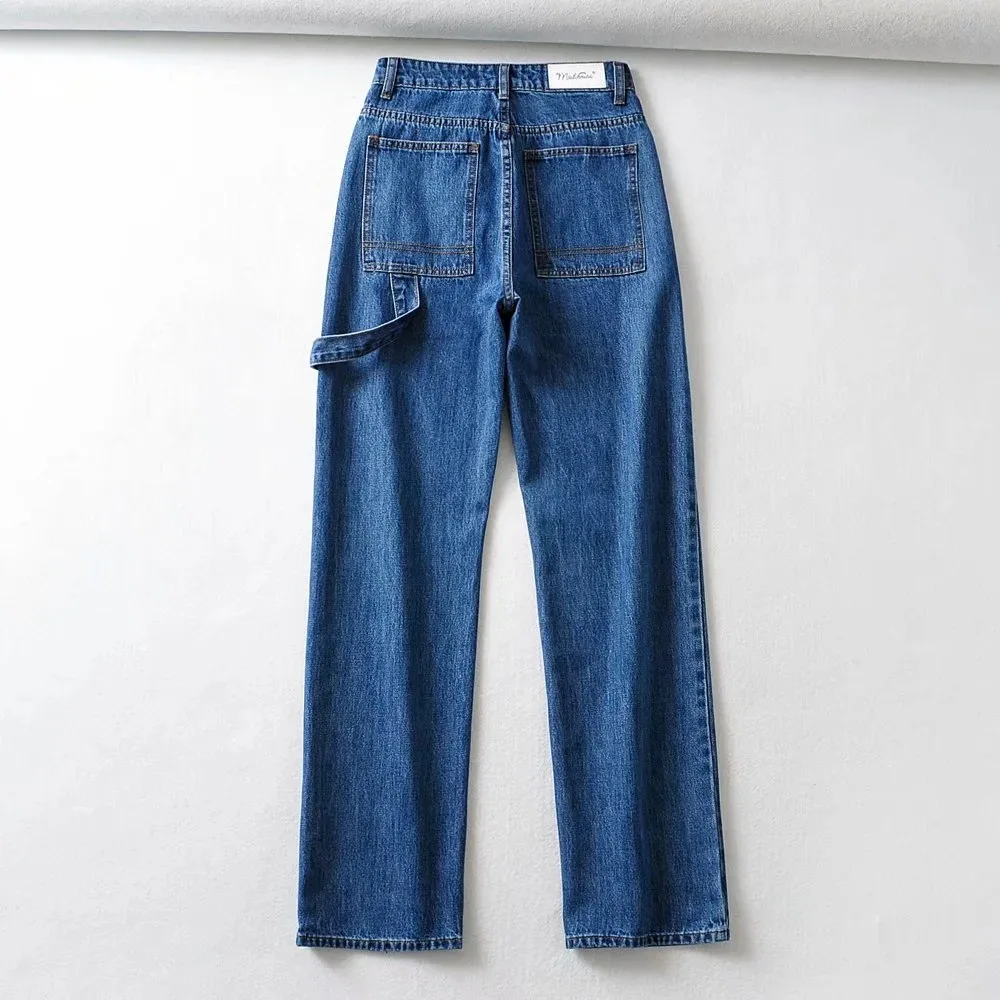 

Vintage high waisted jeans women boyfriend jeans casual wide leg pants harajuku fashion trousers straight cargo jeans black