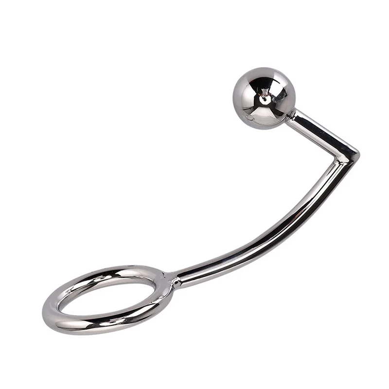40mm 45mm 50mm for choose Anal plug Ball on Angled butt hook with penis ring fetish cock chastity Stainless Steel adult sex toys | Красота и