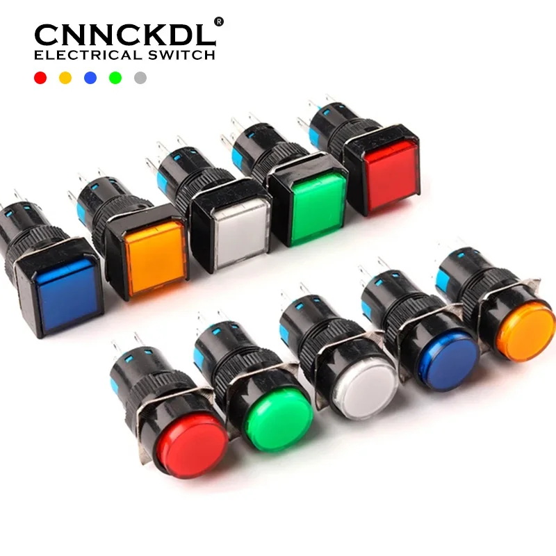 1 шт. 16 мм кнопочный переключатель 3 Pin 6 маленький квадратный и круглый