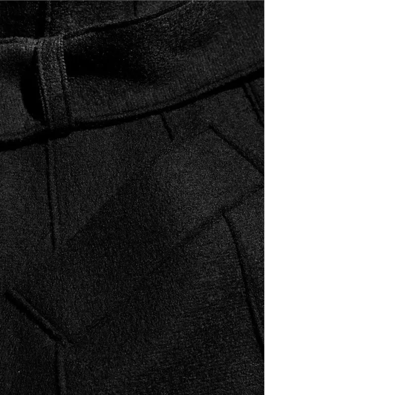 

2020 Fall Winter Black Simple Wool Blends Maxi Long Office Ladies Jackets Coats Women Notched Lapel Robe Overcoat Manteau Femme