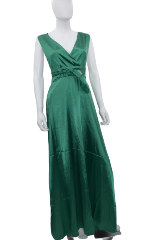 Женское атласное платье макси с открытой спиной розовое или зеленое вечерние