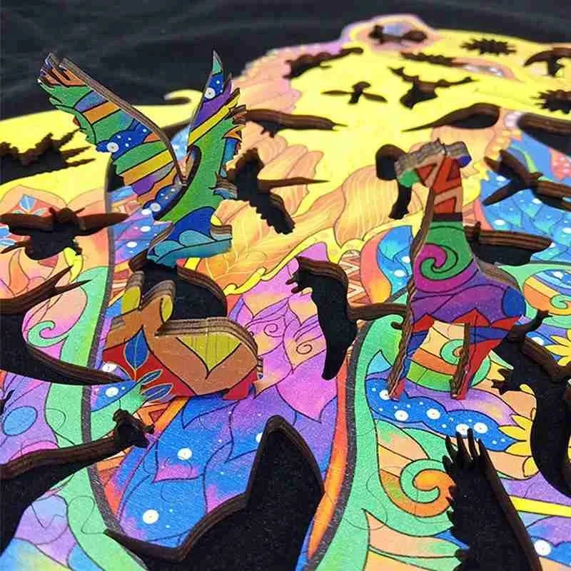 

Wooden Flat Puzzle Fox Shape Puzzle Animal Awesome Jigsaw Play With Child Diffcult Puzzle For Adults And Kids