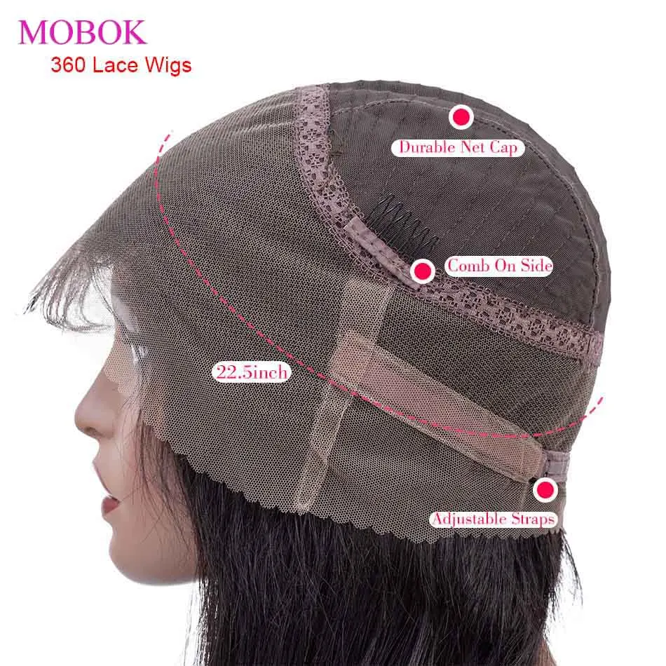Mobok 360 парик на сетке Remy бразильский Волнистый спереди предварительно выщипанный