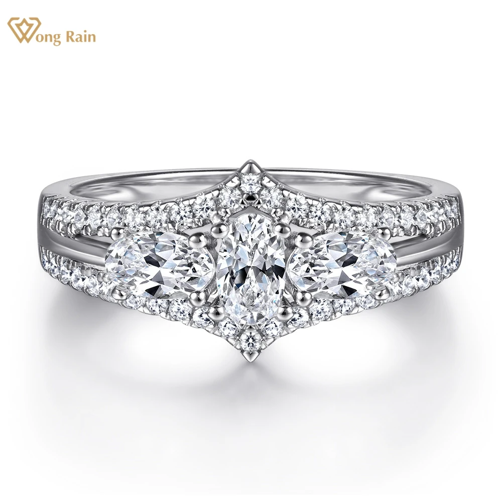 

Wong Rain, 100% 925 пробы, серебряное овальное ограненное кольцо из моиссанита, обручальное кольцо, ювелирные украшения, подарки, оптовая продажа