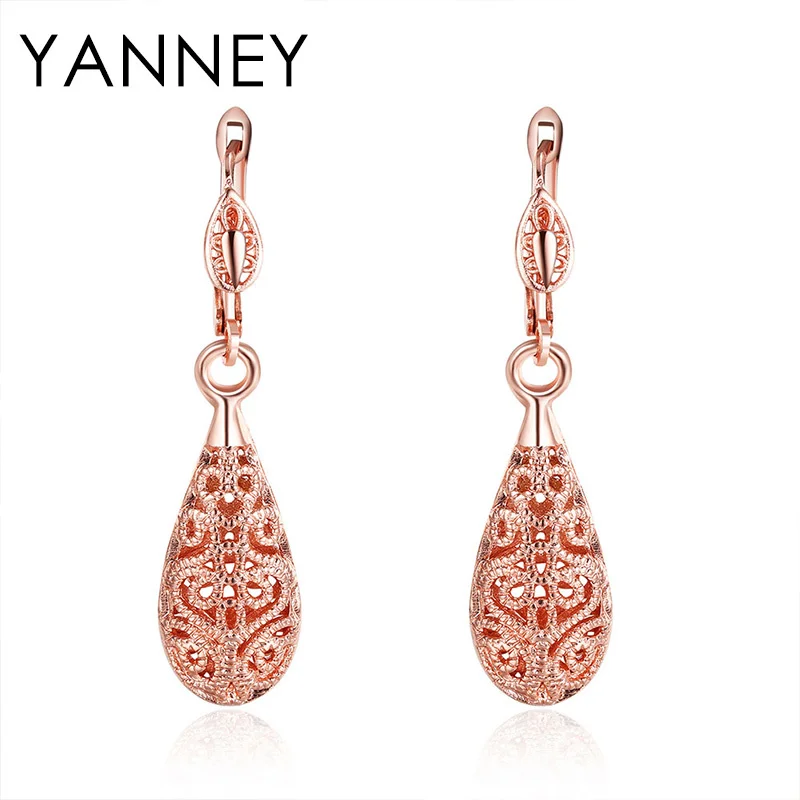 

YANNEY 925 Sterling Silver Fine Hollow Water Drop Earrings For Fashion Women Wedding Gift Jewelry