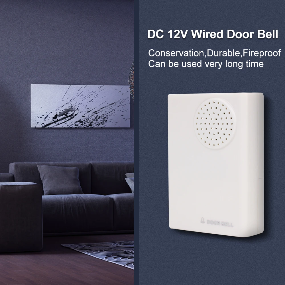 

OBO Hands Wired Door Bell DC12V Door Ring for Access Control System Kit No Need Battery Dingdong Musical Chime ABS Plastic White