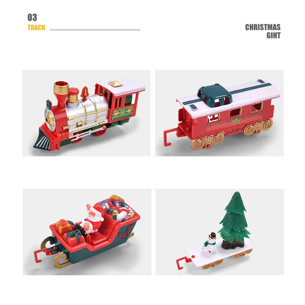 

Christmas Retro Electric Train Set Railway Tracks Toys Xmas Train Gift Christmas Decorations For Home Xmas Gift For children Toy