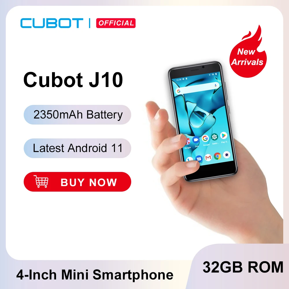 Cubot J10, Android 11 Smartphone Libre, Pantalla de 4 pulgadas, MINI Teléfonos móviles, 32GB RAM(Ampliable TF card 128GB), Dual SIM 3G, Face ID, Batería 2350mAh, Cámara trasera de 5MP, moviles baratos libre android (0)