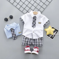 new summer baby dress 2021 childrens suit cotton shirt shorts tie formal wear party leisure campus clothes