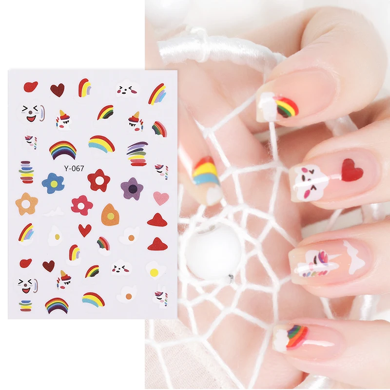 Цветной дизайн ногтей наклейки милые девчачьи клейкий трансферный для УФ гель
