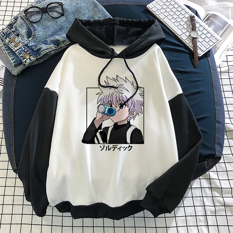 Kawaii Женский пуловер Hunter X Толстовка Оверсайз Свитшот Killua Zoldyck Аниме Манга