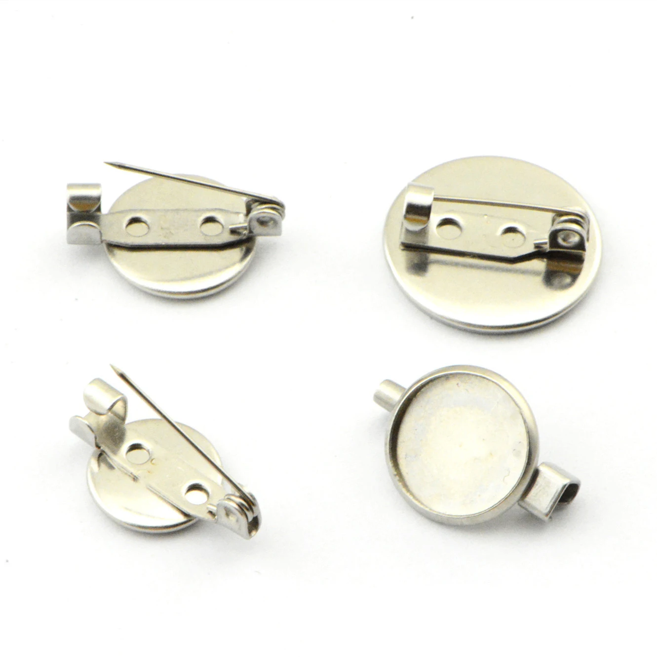 2022 New 20PC Stainless Steel Disc Brooch Bottom Support Steel Color Time Gem Disc Welding Pin Diy Handmade Jewelry Accessories