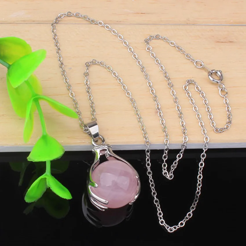 100 Unique 1 шт посеребренный розовый кварцевый кристалл круглые шарики в форме руки