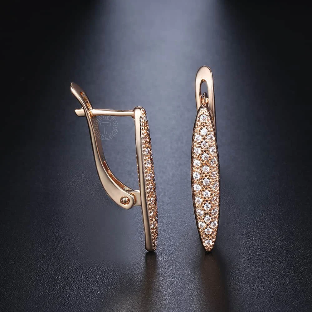 Женские серьги гвоздики с овальным покрытием из розового золота 585 пробы