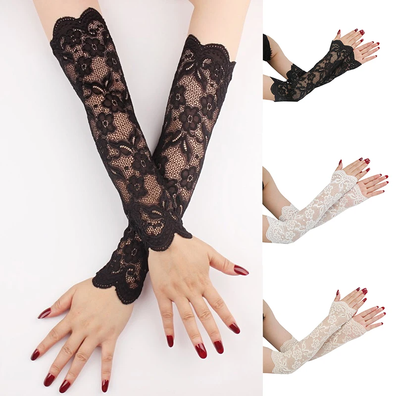 

Women's Summer Sun protection sleeves Mesh Lace Long-sleeved Arm Sleeves Breathable Cycling Gloves Driving Arm Warmers Sleeves