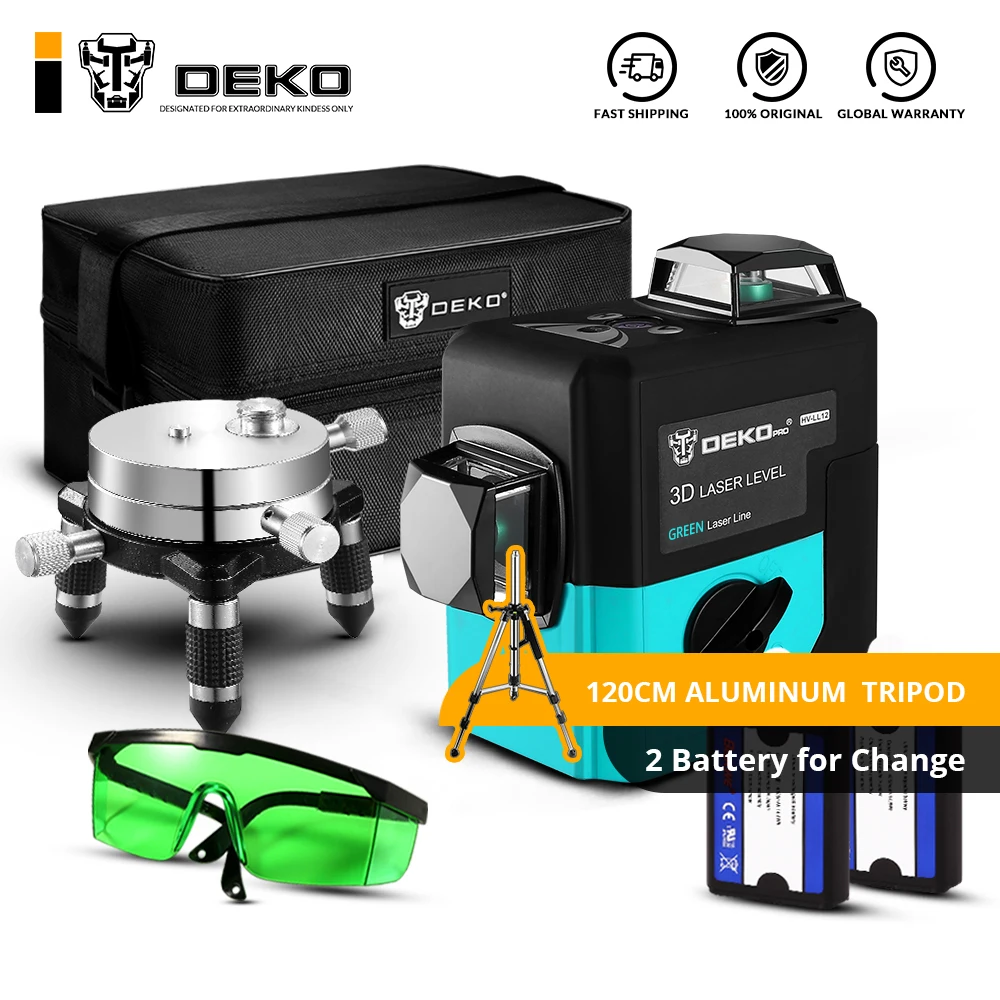 Лазерный уровень DEKO LL12 HVG SET2 самовыравнивающийся 12 линий 360 градусов|Лазерные