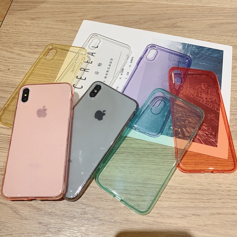 Transparent TPU Color Soft Mobile Phone Case For iPhone X XS XR Max 6 6S 7 8 Plus Back Cover |