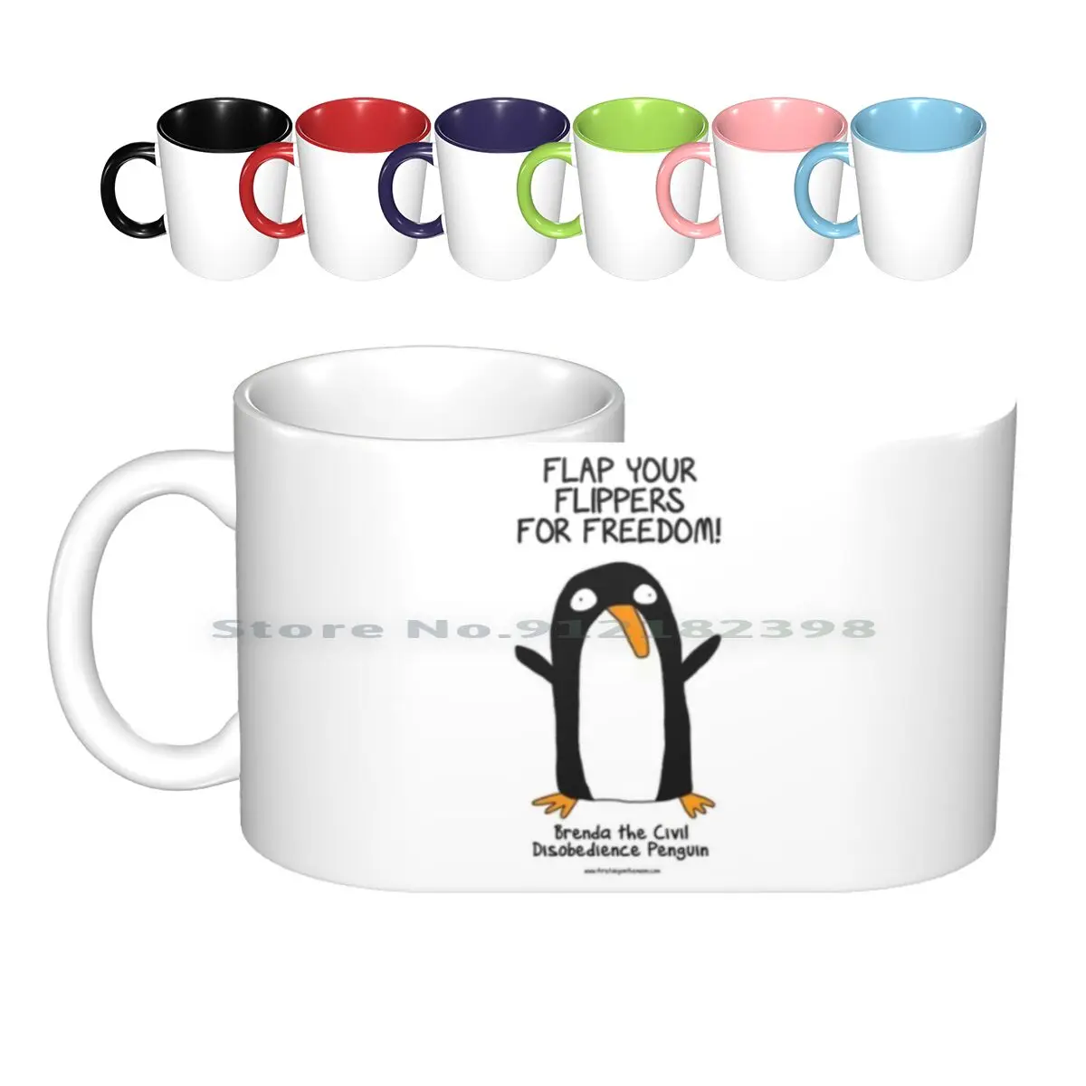 

Керамические кружки Brenda с пингвином и гражданским непослушанием, кофейные чашки, Кружка для молока и чая, креативная трендовая винтажная По...