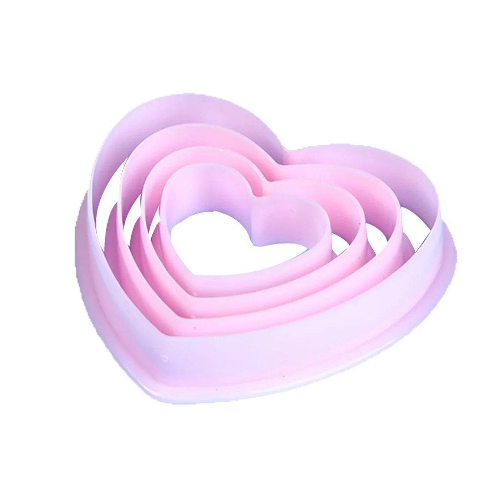 

4Pcs Heart Cookie Biscuit Fondant Cake Cutter Decor Tools Mold Sugar Crafts Set Plastic Cookie Cutter Baking Tools