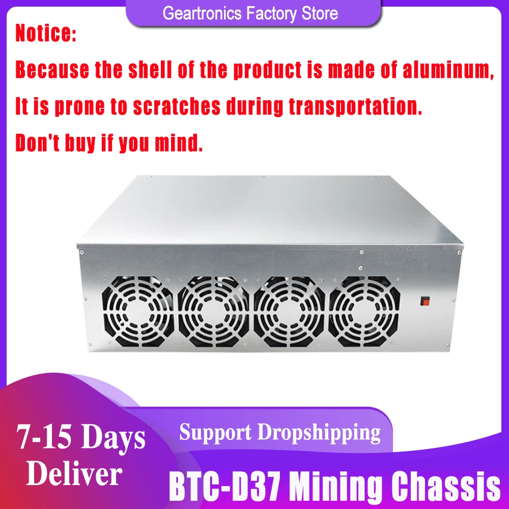 

BTC-D37 Биткоин чехол для майнинга крипто-Майнер ШАССИ 8 GPU материнская плата с низким энергопотреблением с 4 вентиляторами 8 ГБ ОЗУ mSATA SSD Ethereum ...
