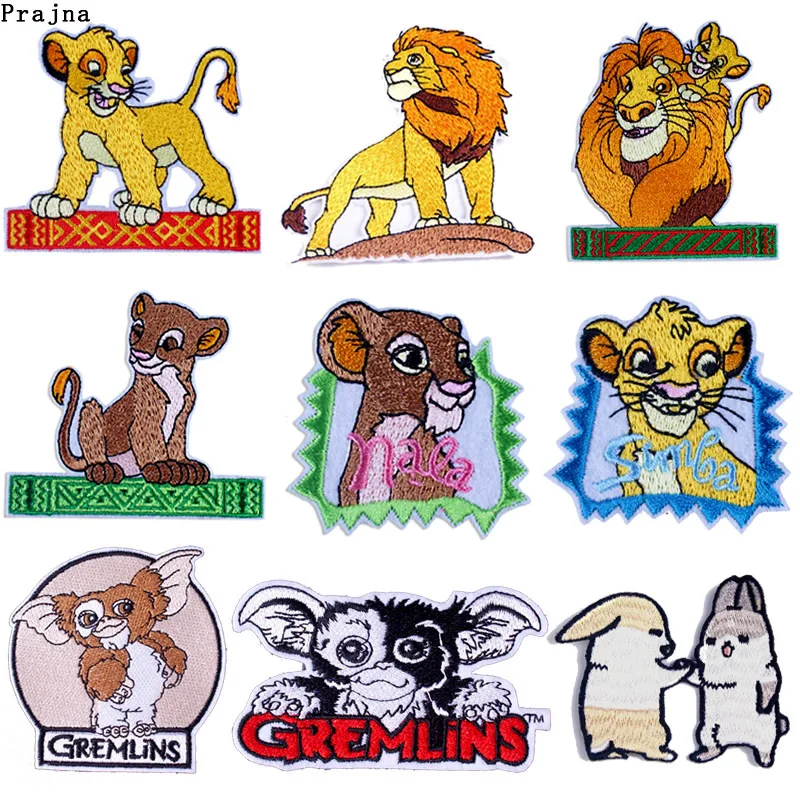 Prajna Король Лев нашивка аниме GIZMO Gremlins Рик и Морти нашивка Железная на вышитые нашивки для одежды полоски хиппи наклейки