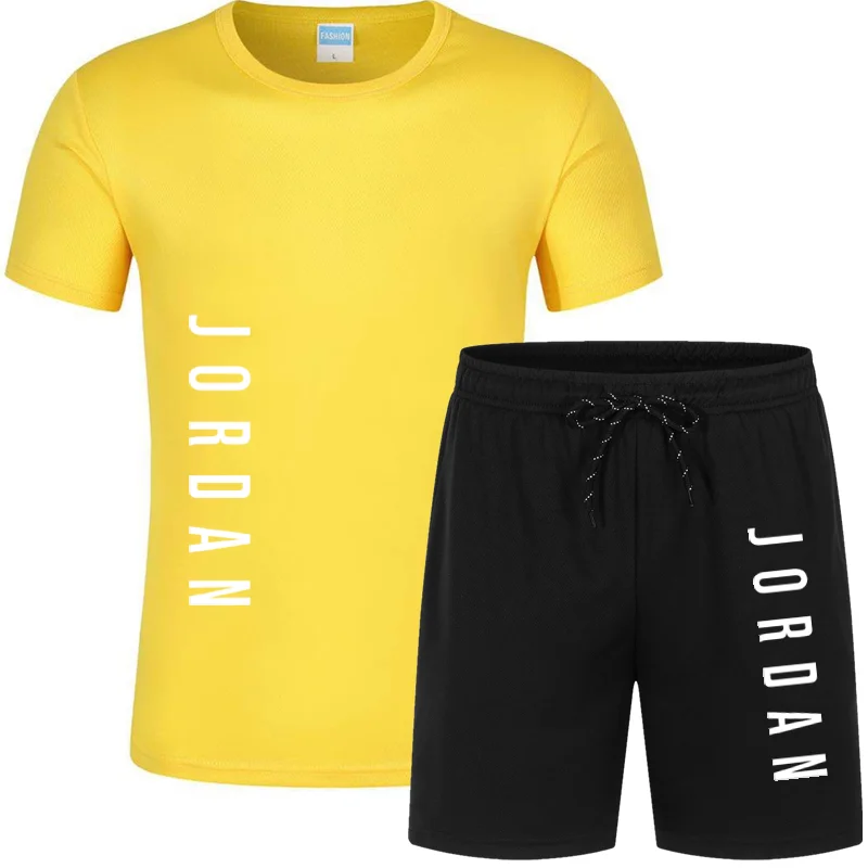 

2021 new T-shirt sports suit couple quick-drying casual running wear summer short-sleeved shorts 2-piece set